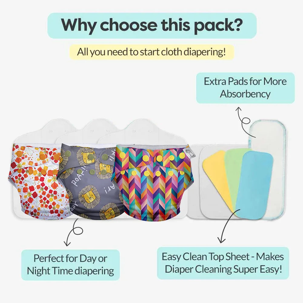 Freesize UNO Cloth Diaper Pack with Pads