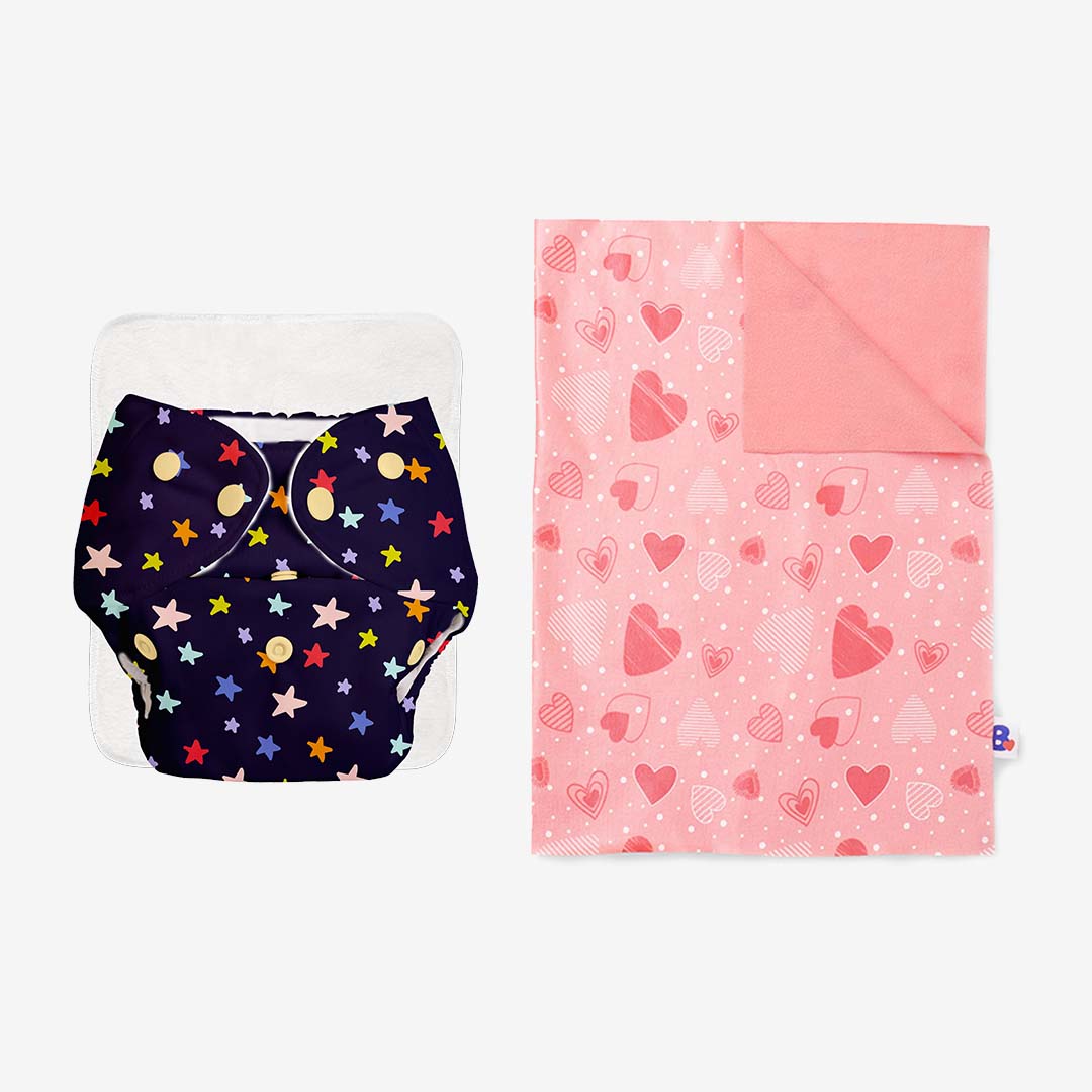 Baby Cloth Diaper (Bluestar) + Diaper Changing Mat