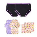 2 Period Underwear + 2 Cloth Pads + Free Wet Pouch