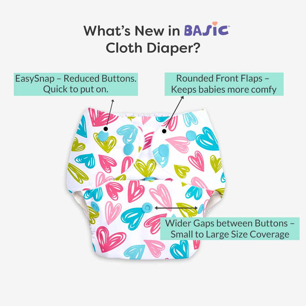 BASIC Cloth Diaper Pack of 2 (Hearts & Tie n Dye)
