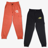 SuperBottoms Premium Joggers for Kids - Pack of 2 (Black & Orange)