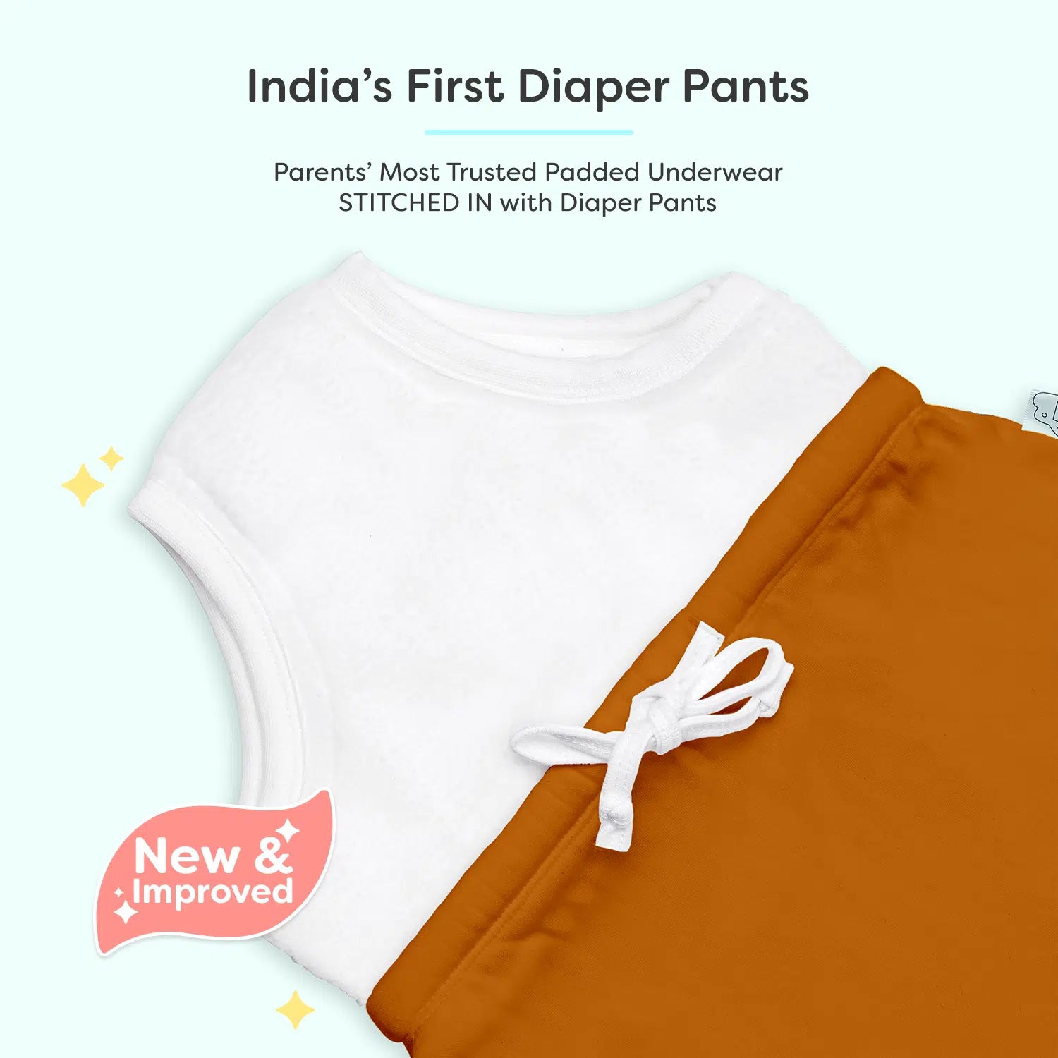 Adjustable Diaper Pants with Drawstrings - Brown