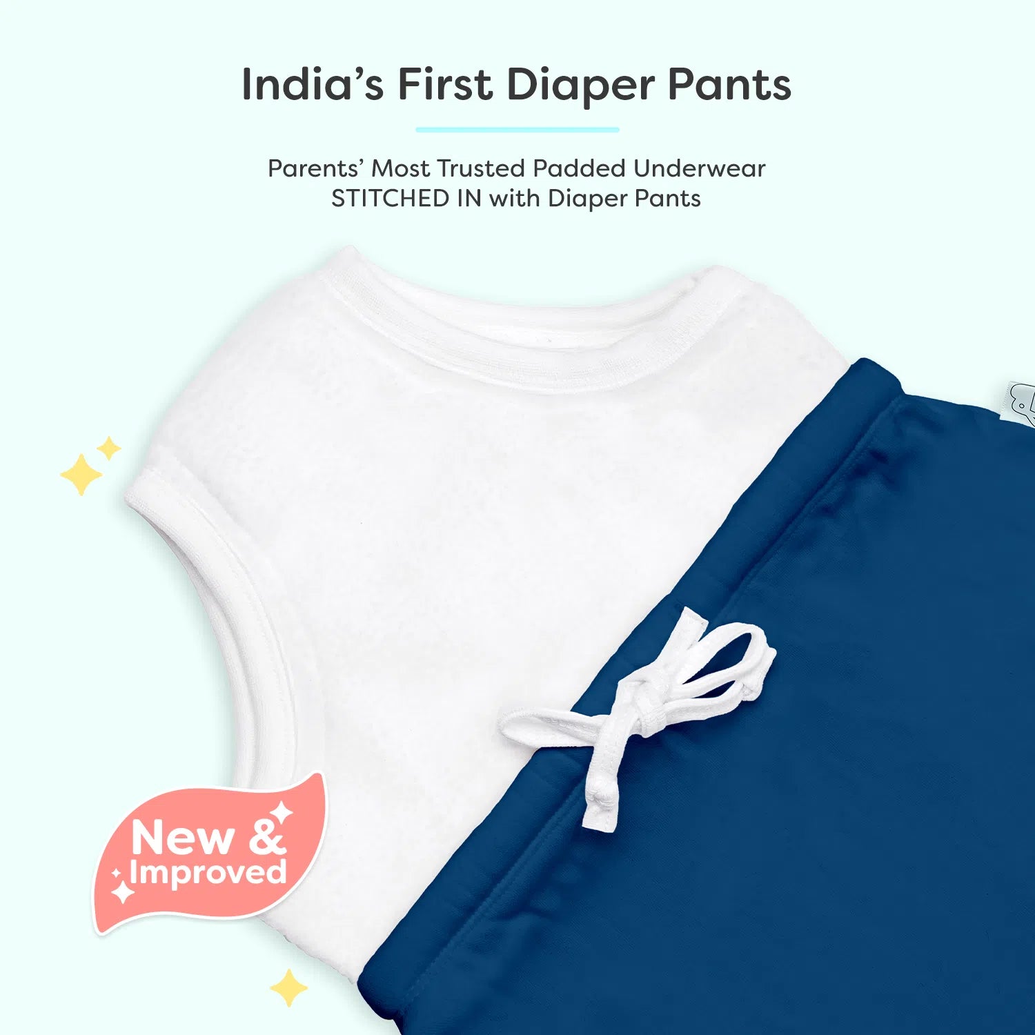 Pack of 2 Adjustable Diaper Pants with Drawstrings - Blue & Green