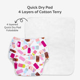 BASIC Cloth Diaper (Icecream) + Diaper Changing Mat - (M) (Peppy pink)