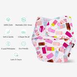 BASIC Cloth Diaper (Icecream) + Diaper Changing Mat - (M) (Peppy pink)