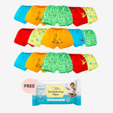 Basic Bloomers Pack of 15 (Wonder Wild) with Wipes 40 Pack