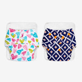 BASIC Cloth Diaper Pack of 2 (Hearts & Tie n Dye)