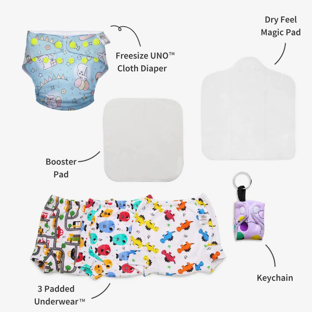 Freesize UNO Cloth Diaper Pack with Pads