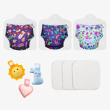 3 Freesize UNO Cloth Diaper + 3 Booster Pads
