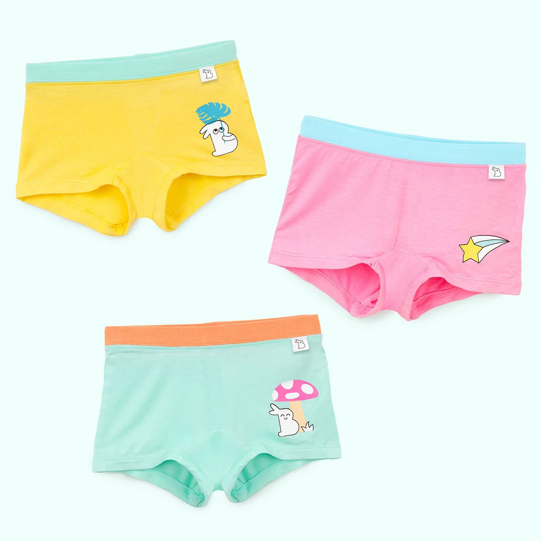Pack of 3 Girl Boyshorts (Autumn Charm, Mushroom Magic & Inky Pinky)