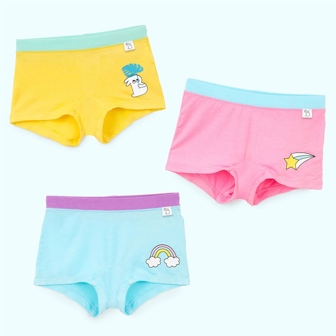 Pack of 3 Girl Boyshorts (Autumn Charm, Inky Pinky & Sky Snuggles)