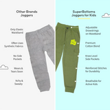 SuperBottoms Premium Joggers for Kids- Olive Green