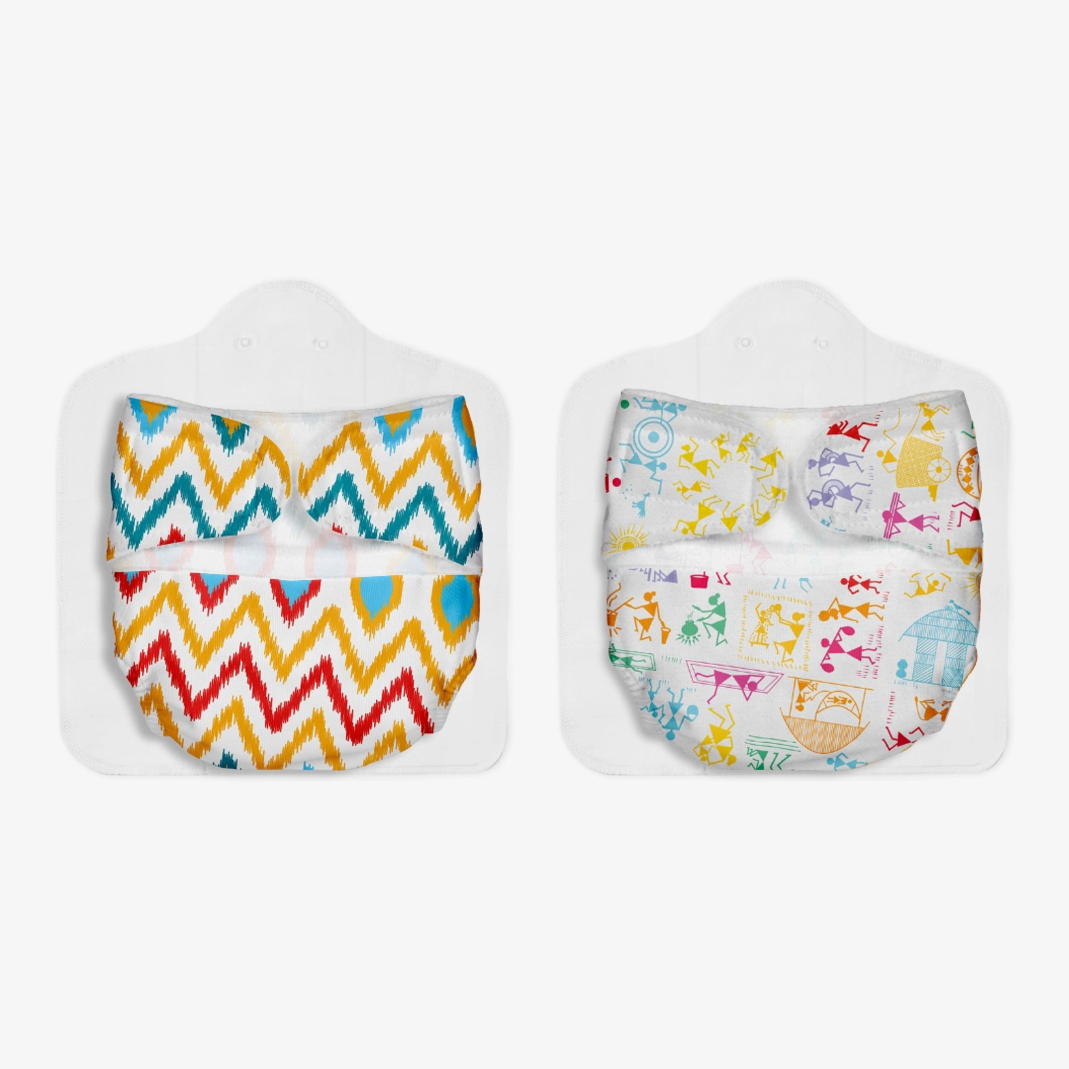Ikat Chevron - White Warli