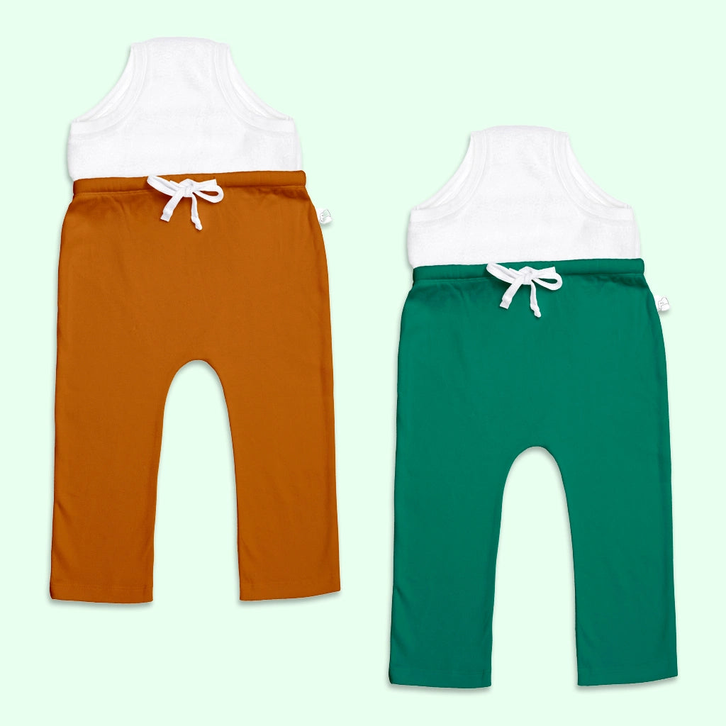 Pack of 2 Adjustable Diaper Pants with Drawstrings - Brown & Green