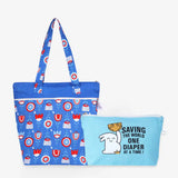 Multipurpose Canvas Tote + All In One Pouch - Blue
