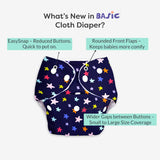 BASIC Cloth Diaper, New & Improved with EasySnap & Quick Dry UltraThin Pad - Bluestar