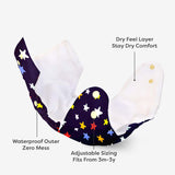 BASIC Cloth Diaper, New & Improved with EasySnap & Quick Dry UltraThin Pad - Bluestar