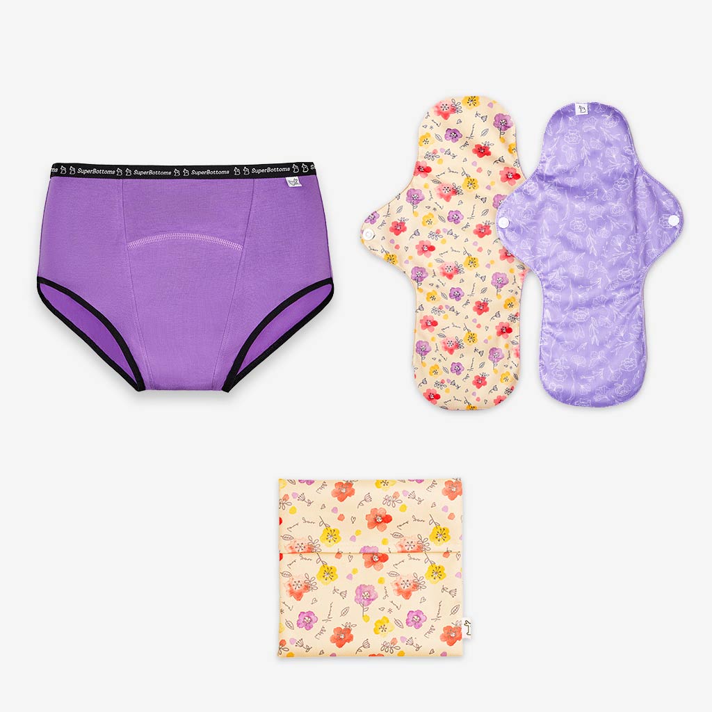 Period Underwear (Lilac) + 2 Flow Lock Cloth Pads