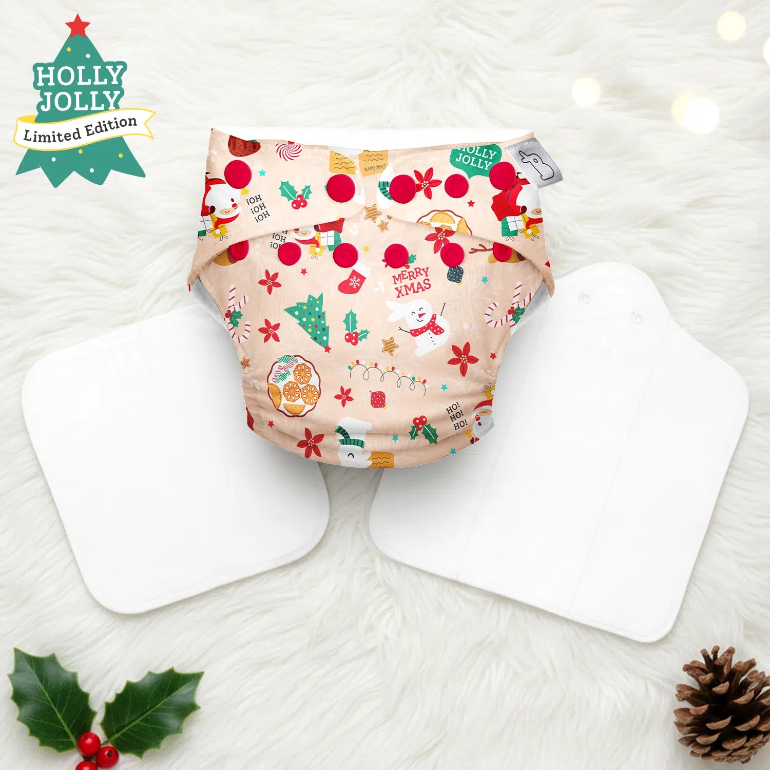 Holly Jolly Freesize UNO Cloth Diaper - Limited Edition Curated for Christmas