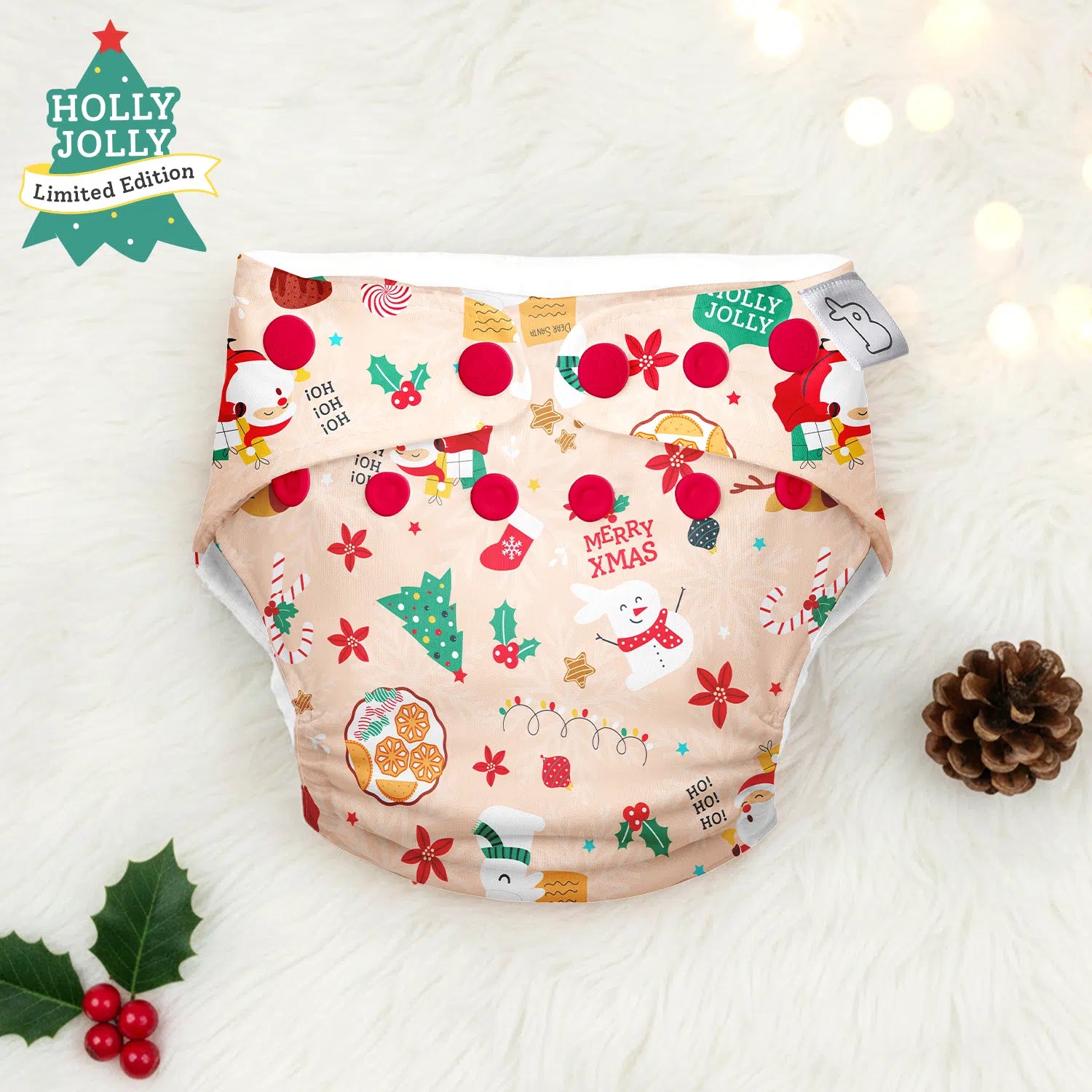 Holly Jolly Freesize UNO Cloth Diaper - Limited Edition Curated for Christmas