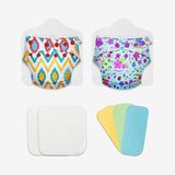 UNO Cloth Diaper Trial Kit (Periwinkle-Ikat Chevron)