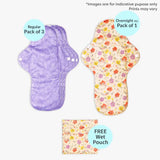 Pack of 4 (3 Regular + 1 Overnight) + Free Wet Pouch
