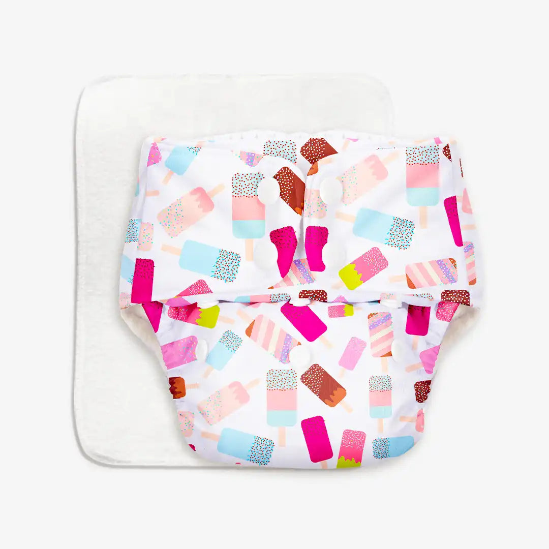BASIC Cloth Diaper (Icecream) with EasySnap Quick Dry Pad