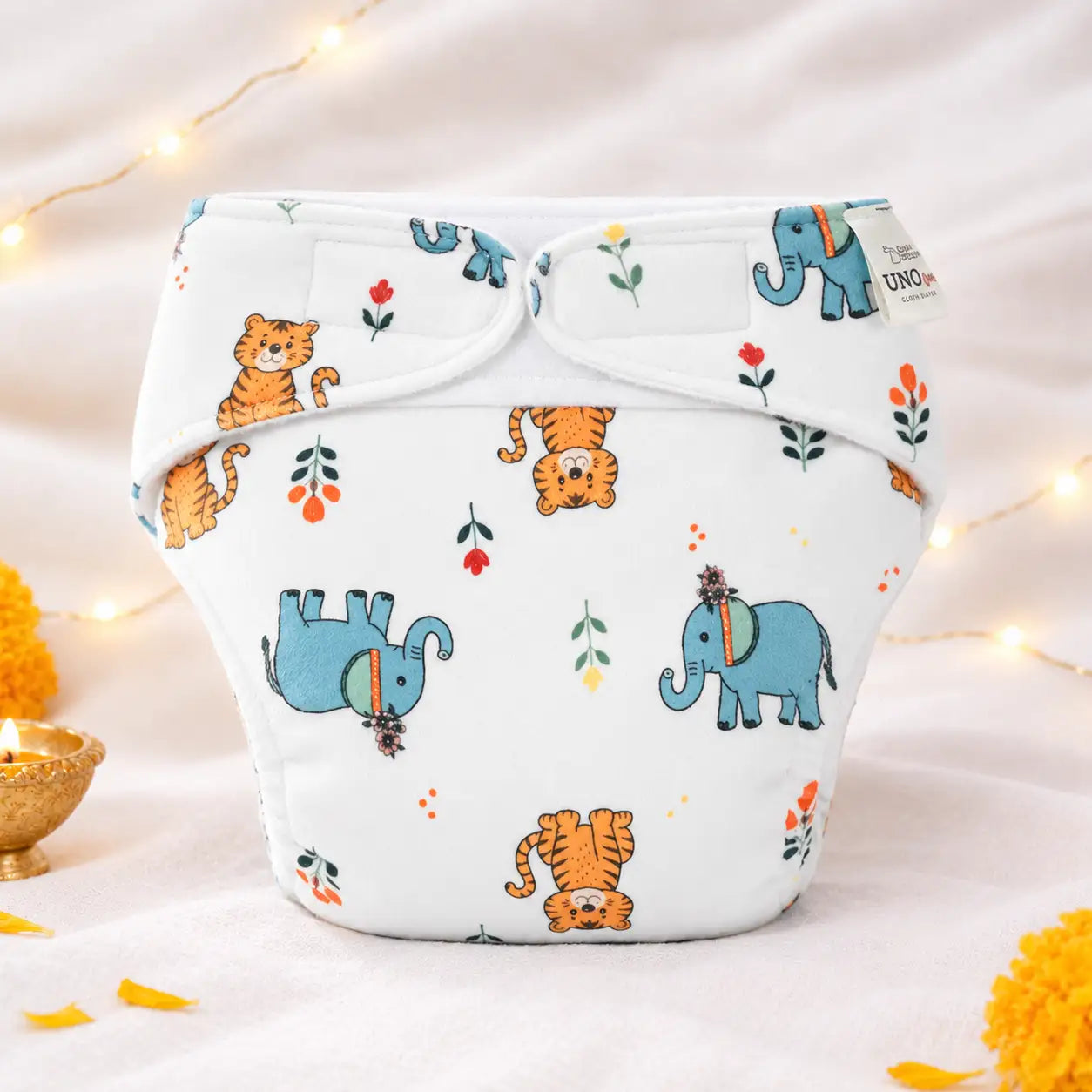 UNO Luxe Cloth Diaper & Soaker Set (Dry Feel Pad + Booster) - Jungle Safari