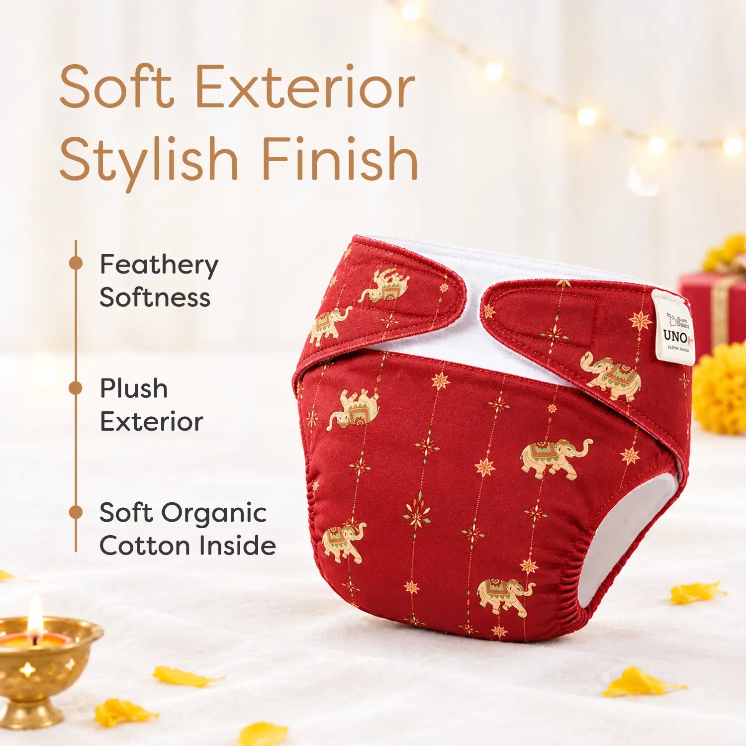 UNO Luxe Cloth Diaper Pack of 3 (Jungle Safari, Fire Crackers & Royal Caravan) with DryFeel Magic Pad & Booster pad