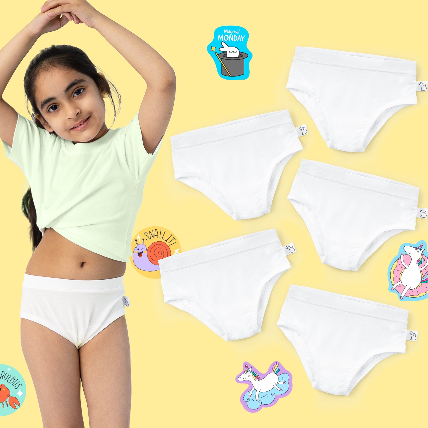 SuperSoft Girl Briefs with Stickers – Fun Meets Comfort
