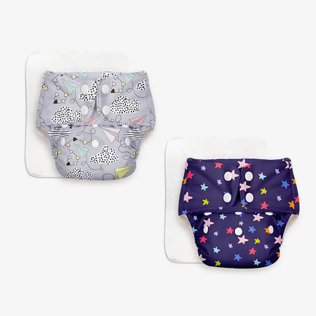 BASIC Cloth Diaper Pack of 2 (Airplane & Bluestar)