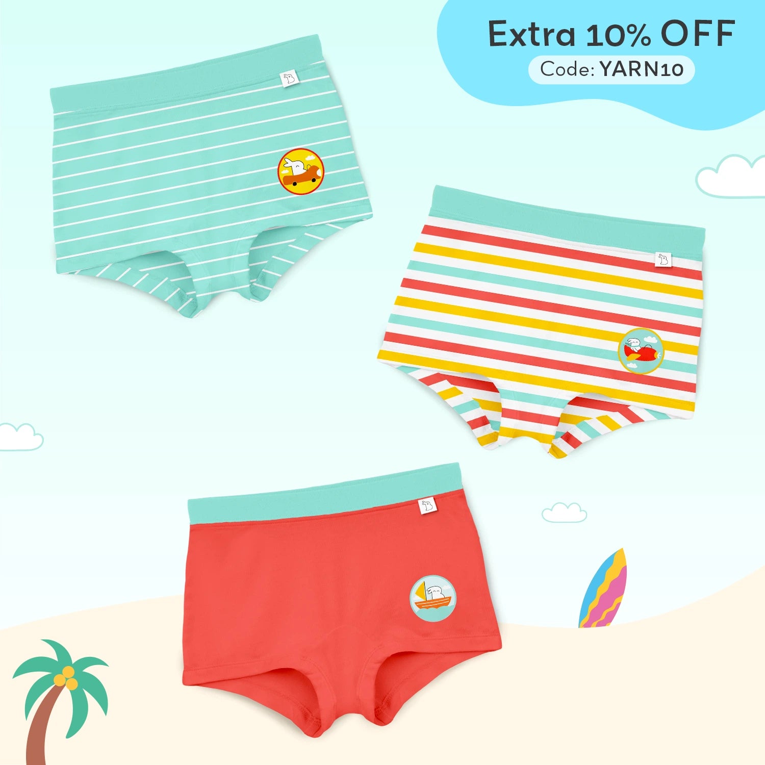 Pack of 3 Girls Boyshorts - Cloudloom Collection