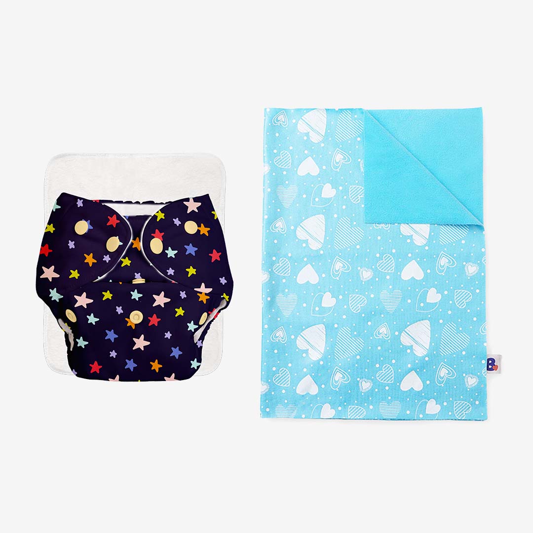 Cloth Diaper (Bluestar) + Diaper Changing Mat