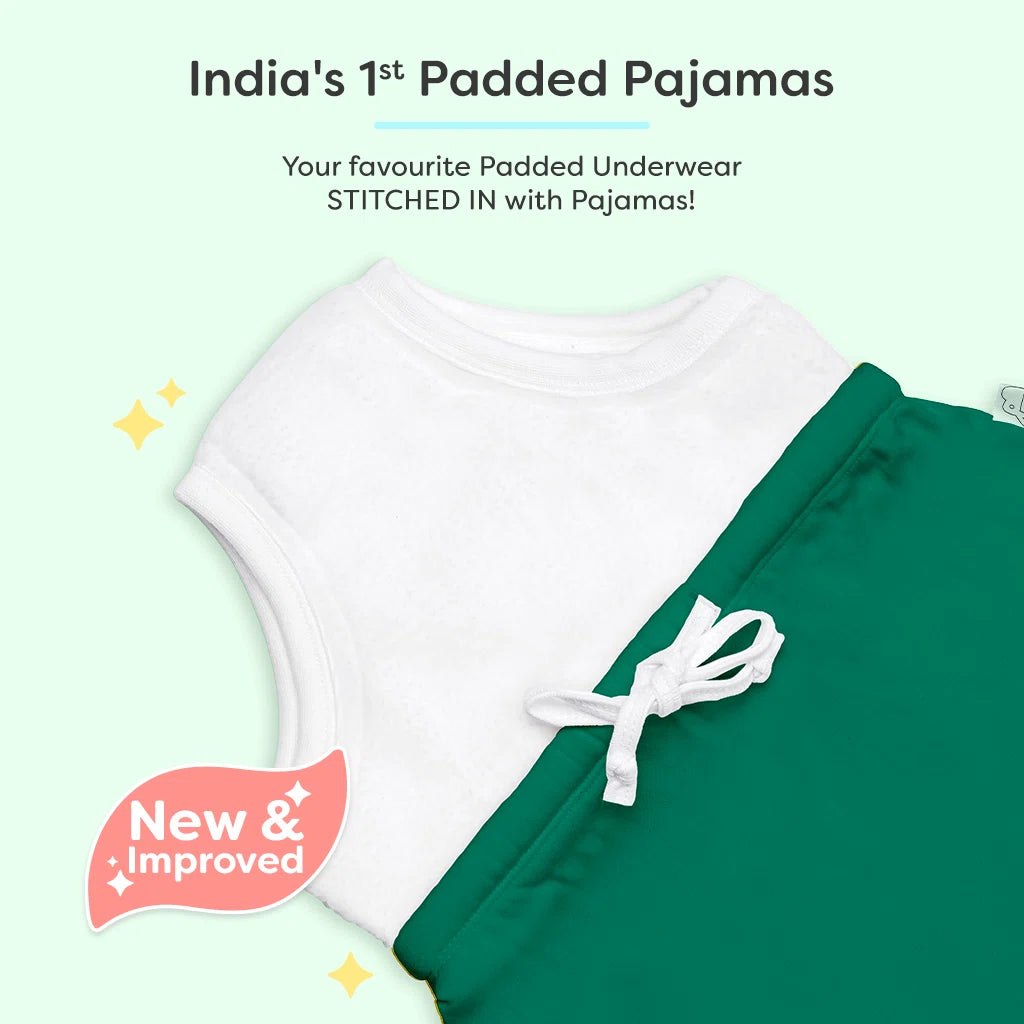 Padded Pajamas with Drawstrings - Green