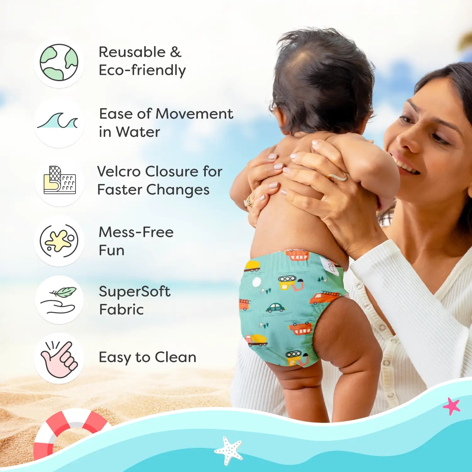 SuperSoft Swim Ready Diaper – With Velcro