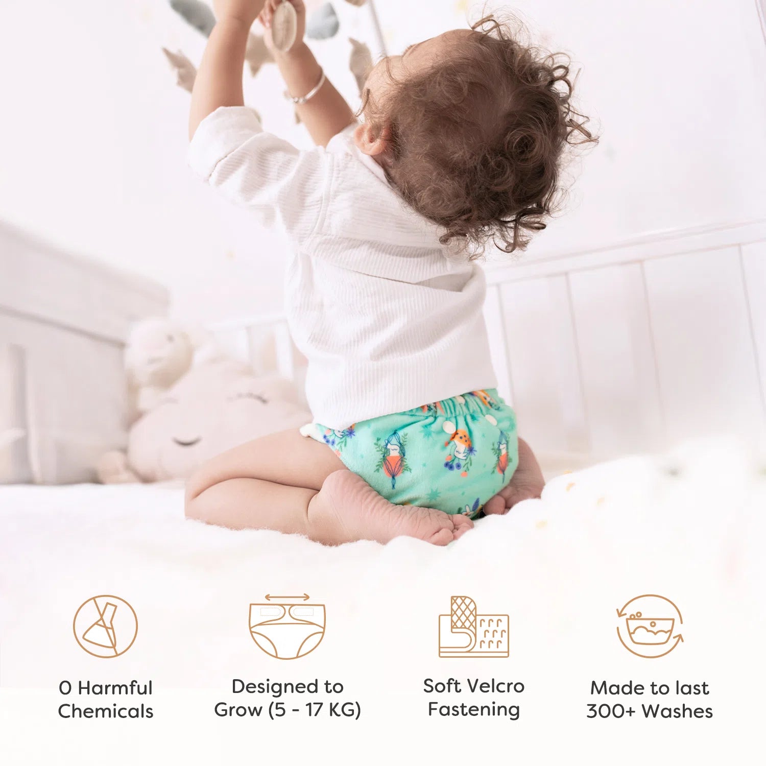 UNO Luxe Cloth Diaper (Bubble Buddies) with DryFeel Magic Pad & Booster Pad