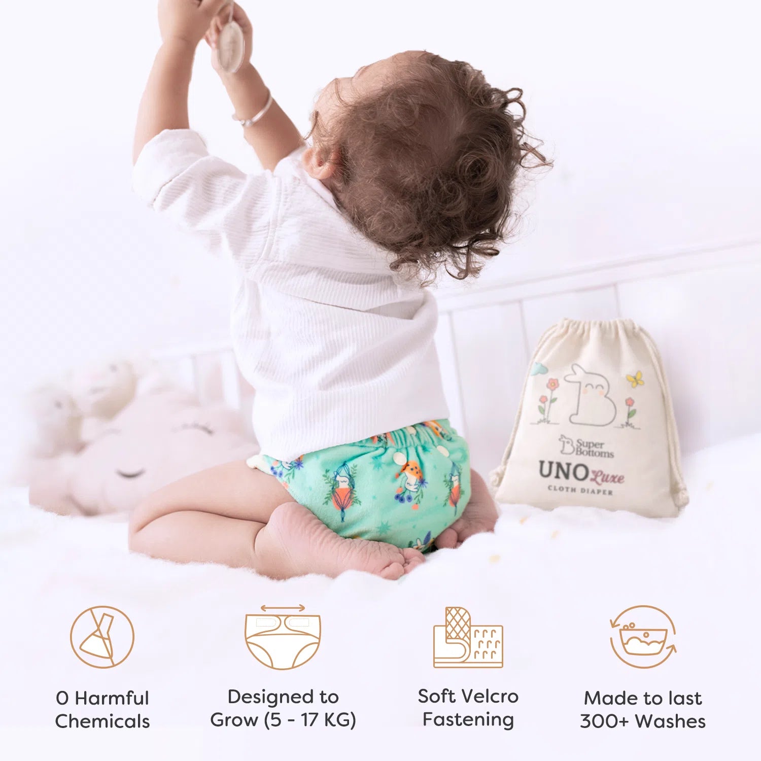 UNO Luxe Cloth Diaper & Soaker Set (Dry Feel Pad + Booster) - Space Buddies