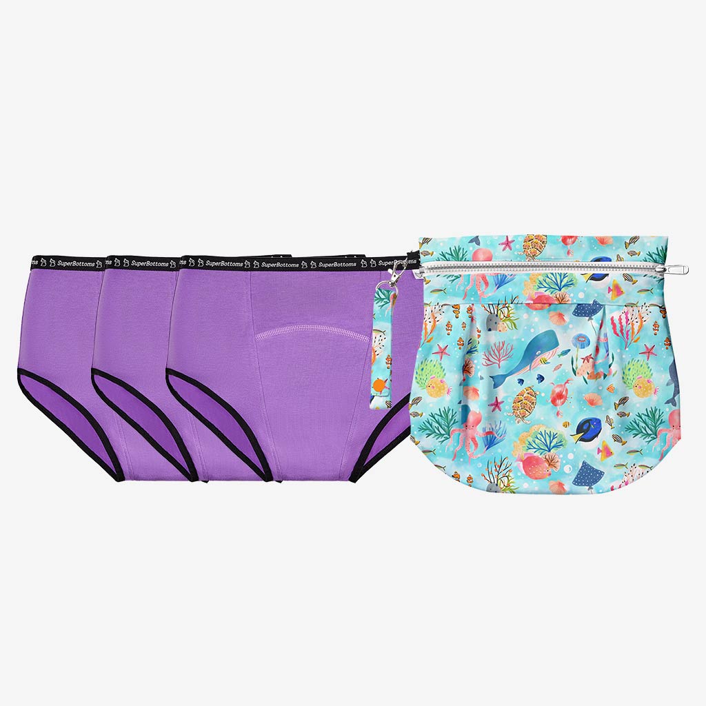 Free Waterproof Travel Bag with Pack of 3 MaxAbsorb™ Period Underwear  (Lilac)