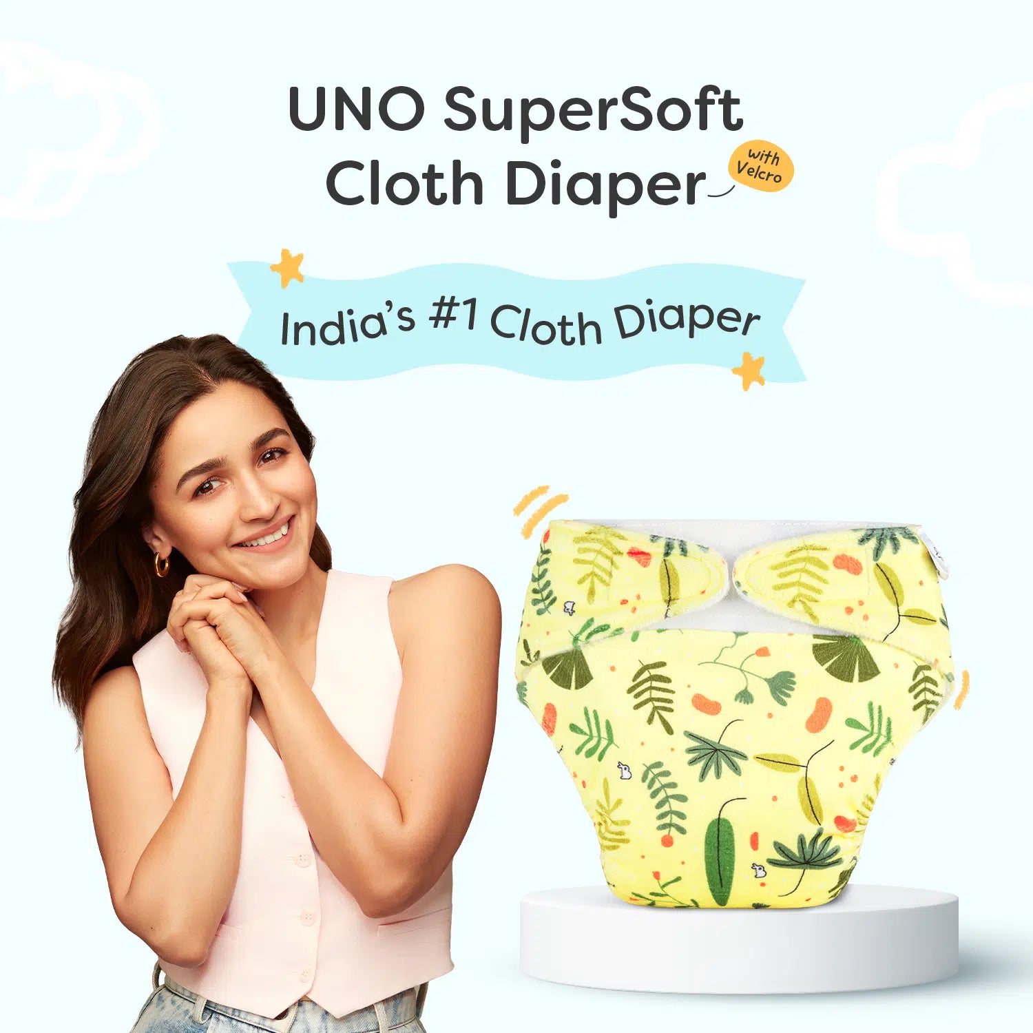 Plant Pals Freesize UNO SuperSoft Cloth Diaper with Velcro