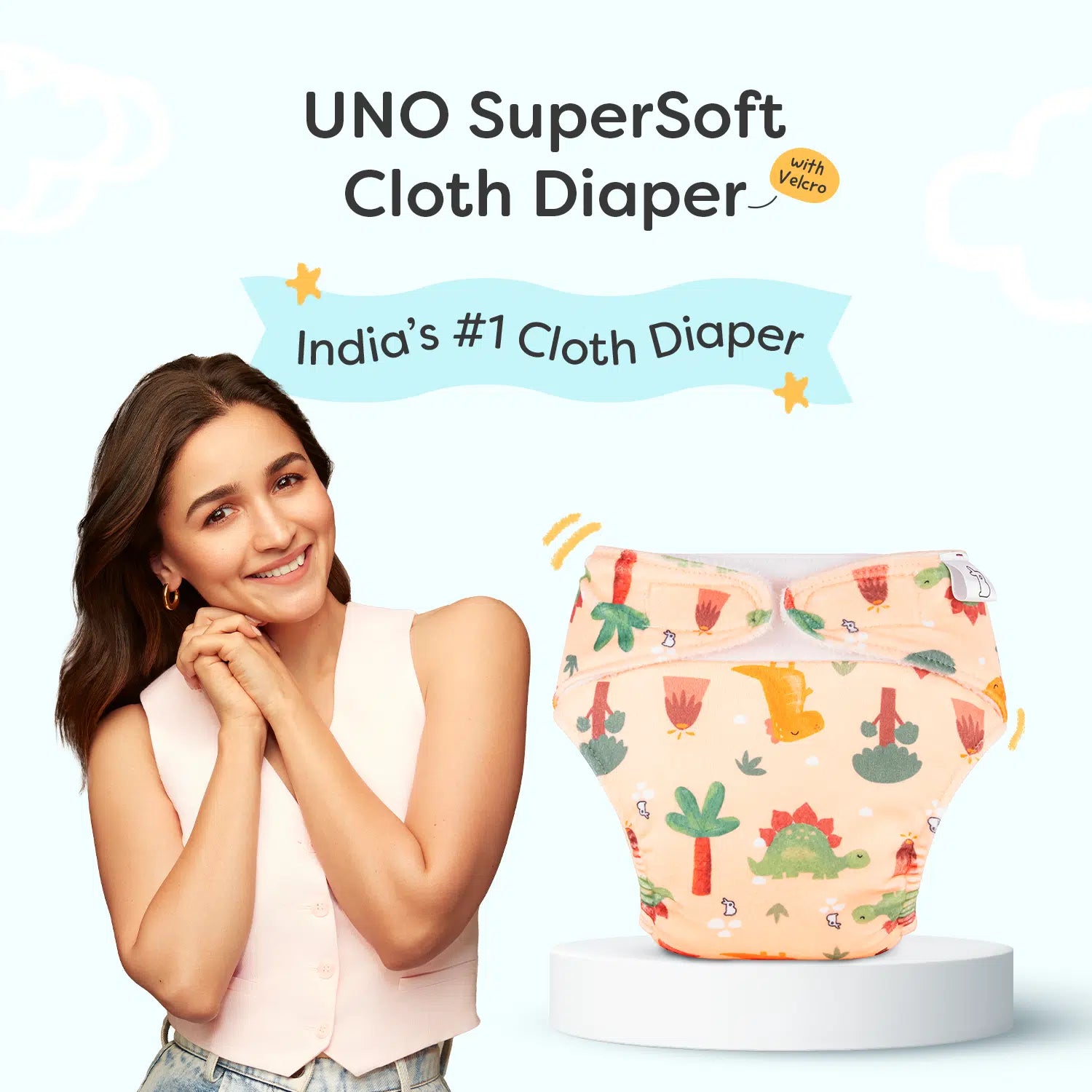 Rawr Time Freesize UNO SuperSoft Cloth Diaper with Velcro