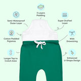 Padded Pajamas with Drawstrings - Green