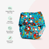 Pirate - BASIC Cloth Diaper, New & Improved with EasySnap & Quick Dry UltraThin Pad