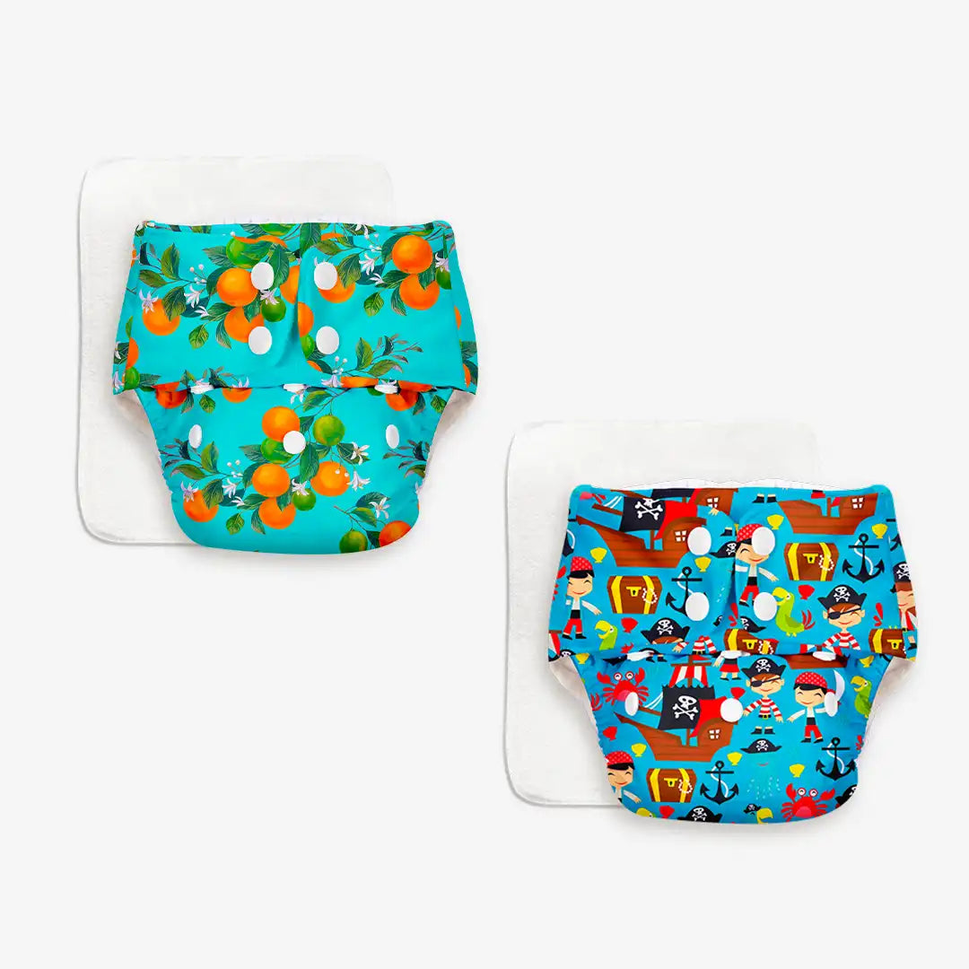BASIC Cloth Diaper Pack of 2 (Pirates & Peaches)