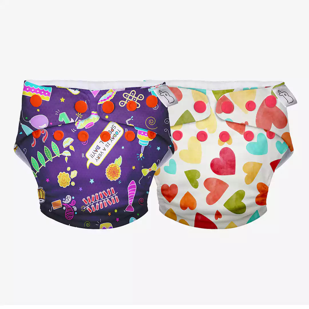 Swim Ready Combo (2 UNO Cloth Diaper Waterproof Outer Shell Only Baby Hearts Festoon