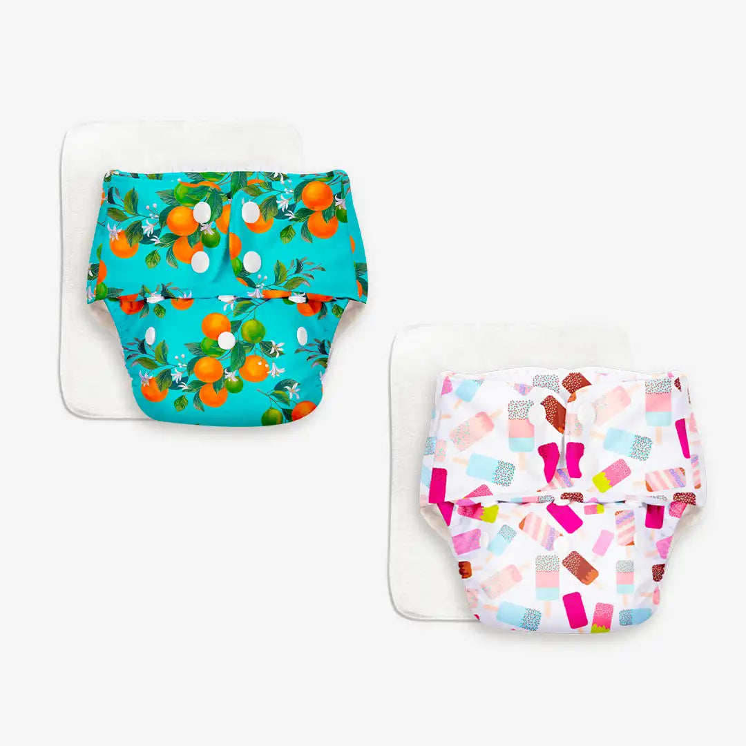 BASIC Cloth Diaper Pack of 2 (Icecream & Peaches)