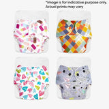 Pack of 4 BASIC Diaper, New & Improved with EasySnap & Quick Dry UltraThin Pad - (4 Shell + 4 Pads) - No Print Choice