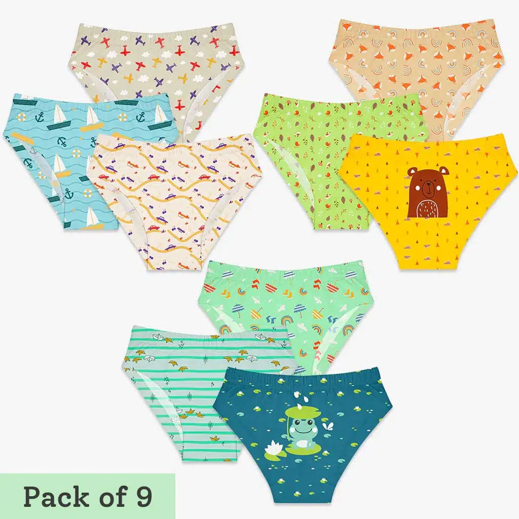 Young Girl Briefs Pack of 9 (Kid's Day Out, Woody Goody)