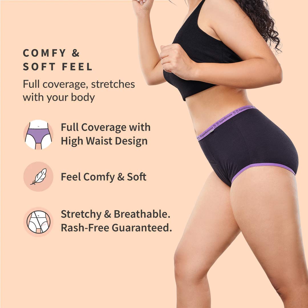 Comfy Cotton™ Dailys Period Underwear Black – Flowette