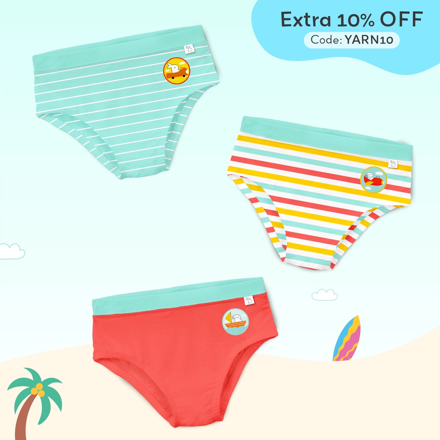 Pack of 3 Girls Brief - Cloudloom Collection