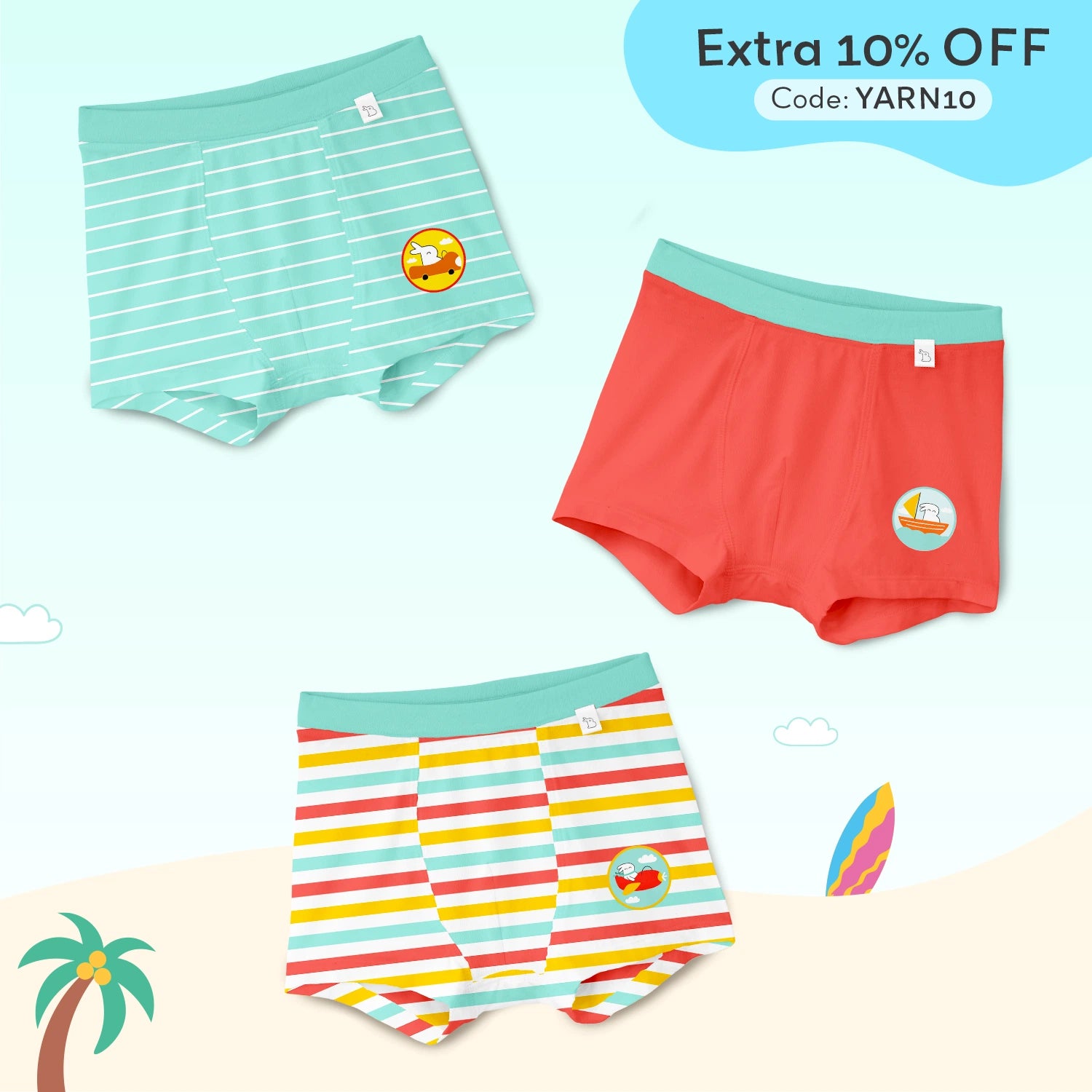 Pack of 3 Boys Trunk - Cloudloom Collection